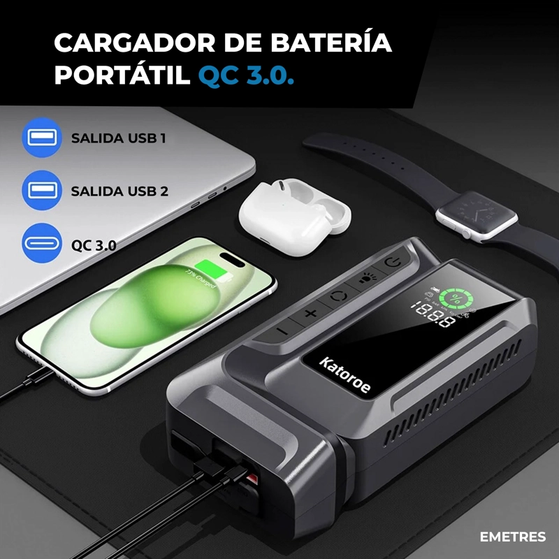 COMPRESOR DE AIRE PORTATIL VEHICULOS NEUMATICOS PARTIDOR DE BATERIAS AUTO PARTIDOR DE BATERIA  12V - 10