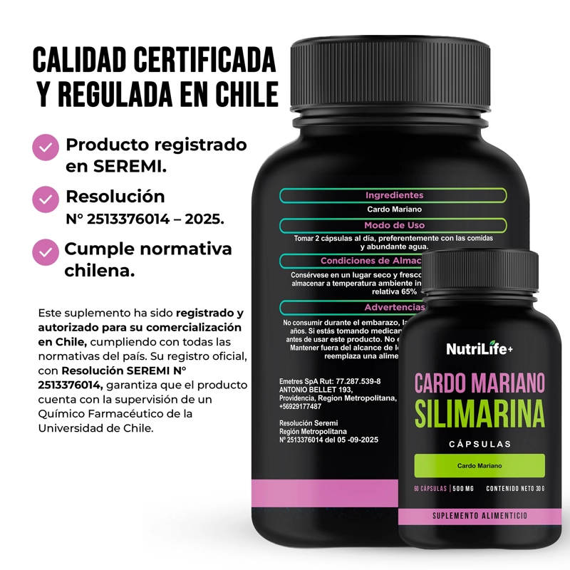 PACK 2 CARDO MARIANO CAPSULAS 500MG NUTRILIFE+ EXTRACTO DE CARDO MARIANO 120 CAPS - 10