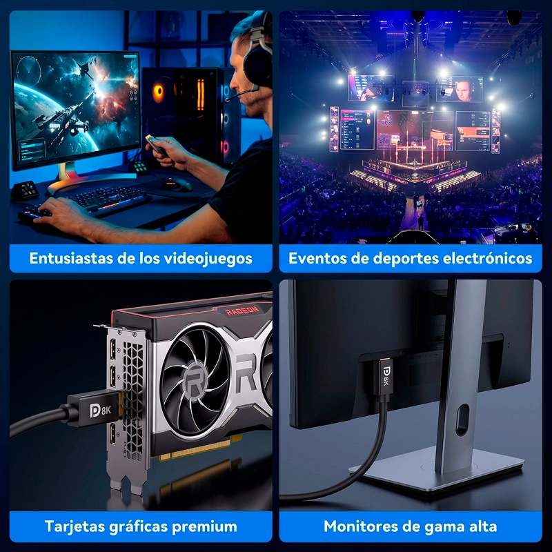 CABLE DISPLAYPORT 8K 2 METROS 4K 144HZ 240HZ DP A DP - 10