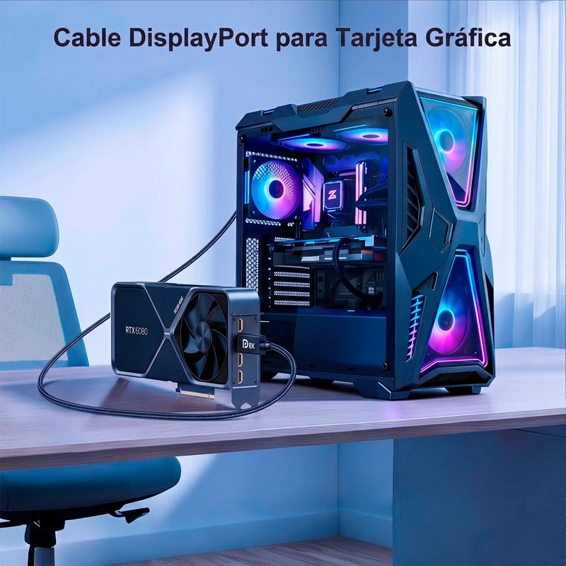 CABLE DISPLAYPORT 8K 2 METROS 4K 144HZ 240HZ DP A DP - 8