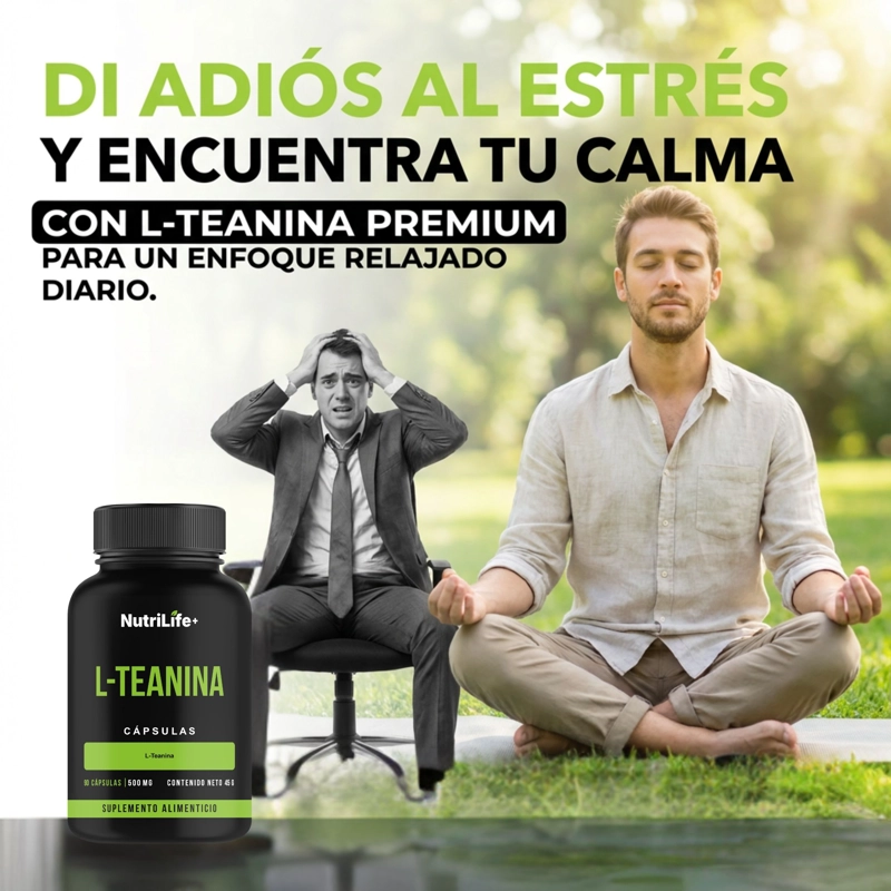 PACK 2 L-TEANINA 180 CAPSULAS NUTRILIFE+ 500 MG TE VERDE L TEANINA SUPLEMENTO PARA CONCENTRACION - 5