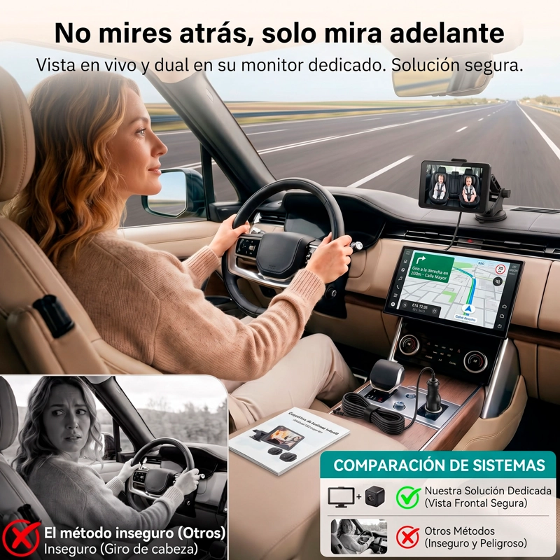 CAMARAS PARA AUTOS EMETRES MONITOR DE AUTO PARA BEBES - 4