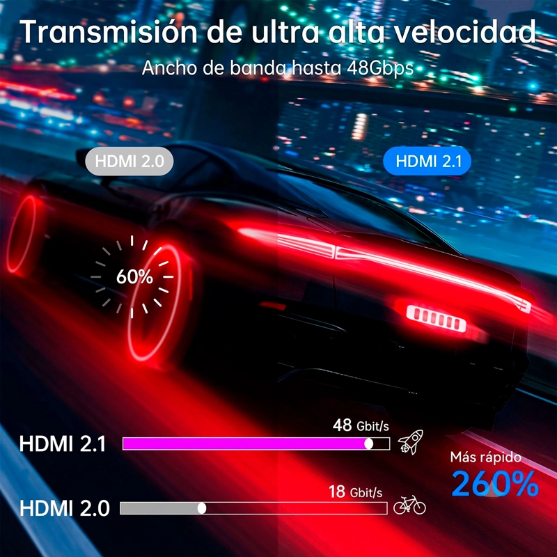 CABLE HDMI 8K 2.1 48GBPS 3 METROS EMETRES 120HZ TV PORTATIL - 2