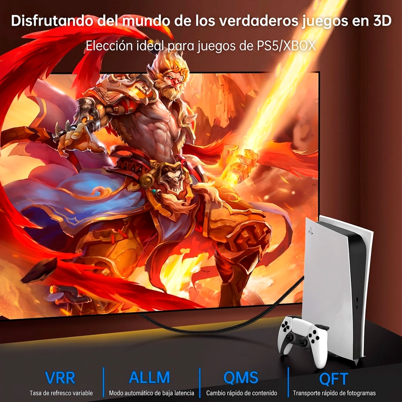 CABLE HDMI 8K 2.1 48GBPS 3 METROS EMETRES 120HZ TV PORTATIL - 3
