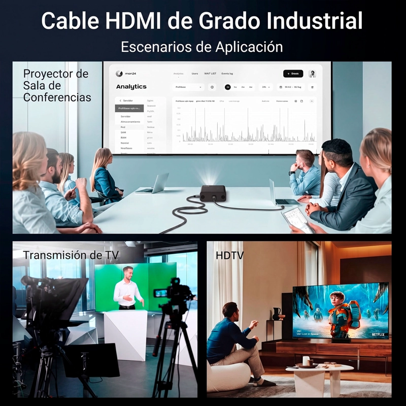 CABLE HDMI 8K 2.1 48GBPS 3 METROS EMETRES 120HZ TV PORTATIL - 4