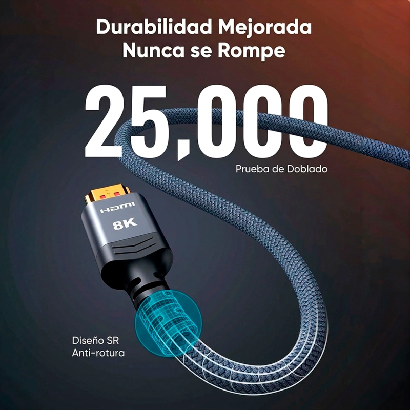 CABLE HDMI 8K 2.1 48GBPS 3 METROS EMETRES 120HZ TV PORTATIL - 9