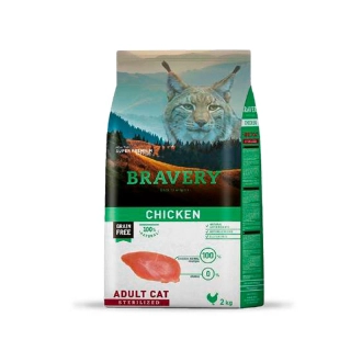BRAVERY GATO ADULTO ESTERILIZADO POLLO 2KG - 1