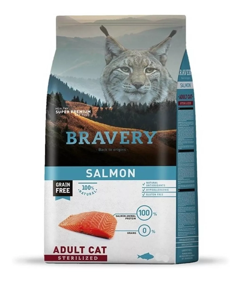 BRAVERY GATO ADULTO ESTERILIZADO SALMON 7KG - 1
