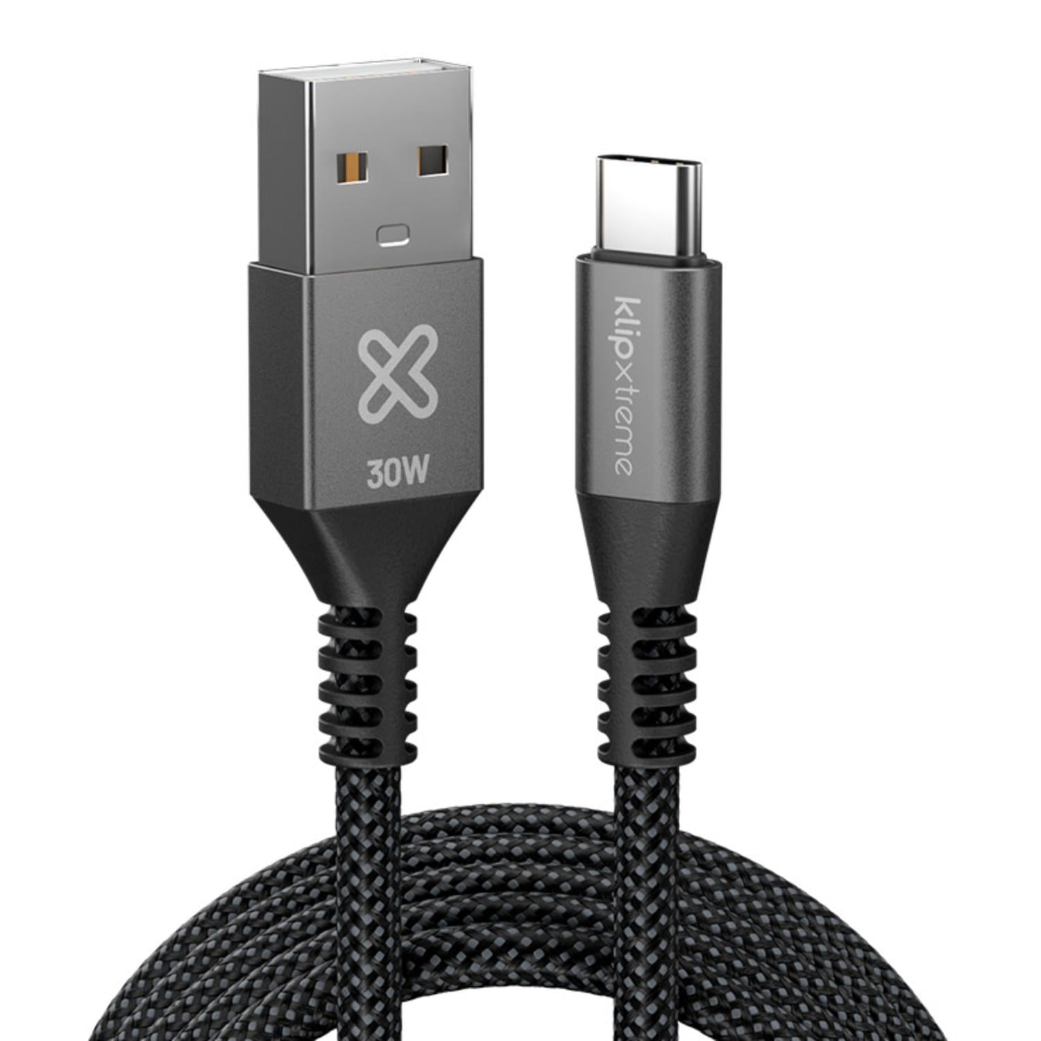 KLIP XTREME CABLE TRENZADO USB-A USB-C POWERGO 050 30W 1.8M - 2