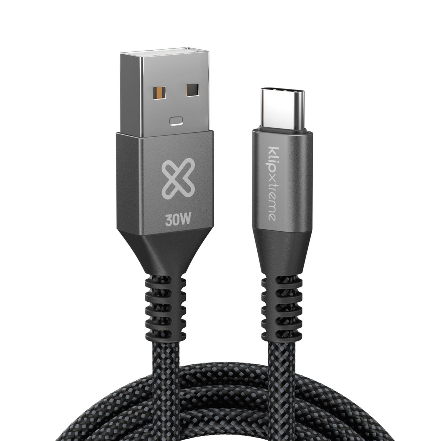 KLIP XTREME CABLE TRENZADO USB-A USB-C POWERGO 050 30W 1.8M - 3