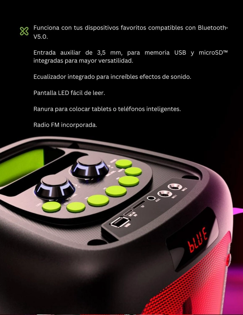PARLANTE KARAOKE KLIP XTREME BOOMFIRE 1.200W CON MICROFONO KLS-100 - 4
