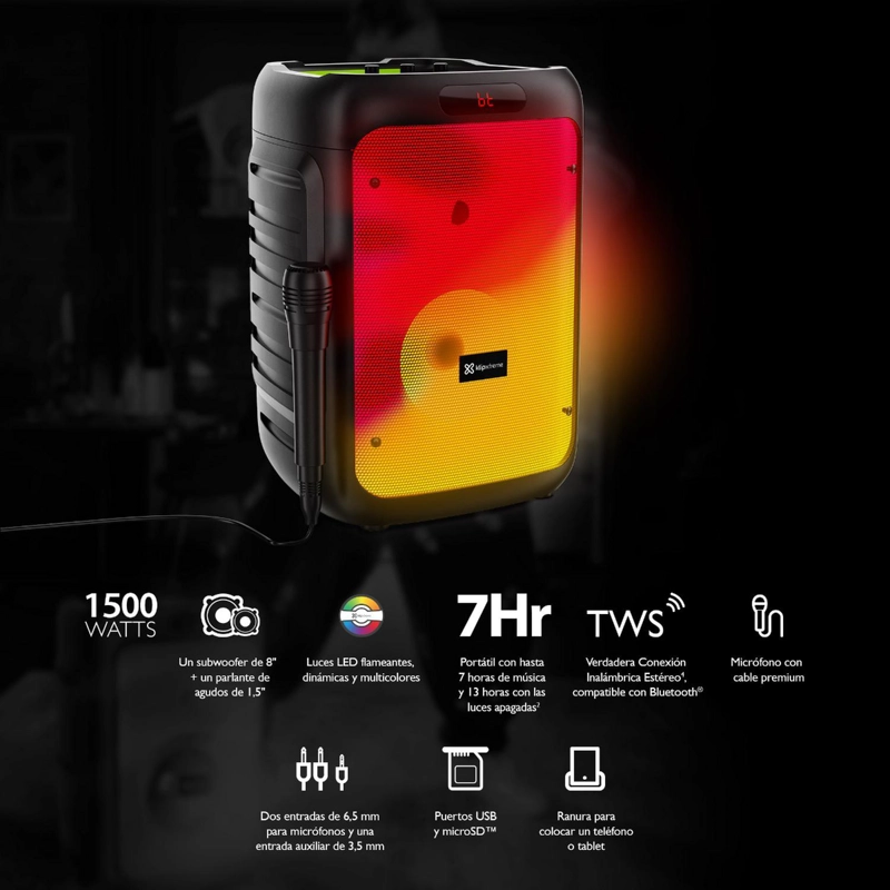 PARLANTE KARAOKE KLIP XTREME BOOMFIRE X 1.500W CON MICROFONO KLS-652 - 3