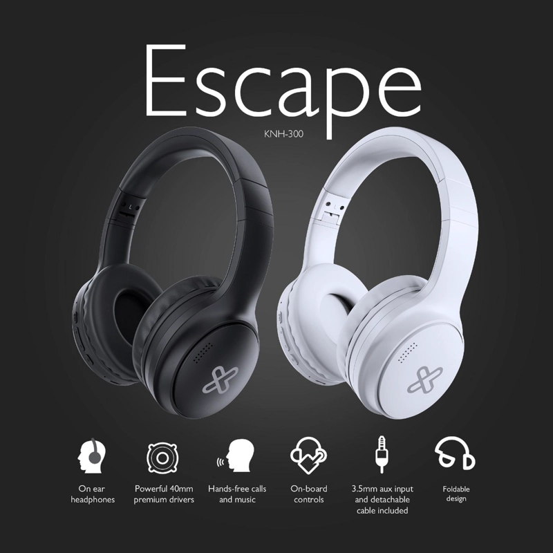 AUDIFONOS ON EAR KLIP XTREME ESCAPE BLANCO ANC KNH-300BK - 9