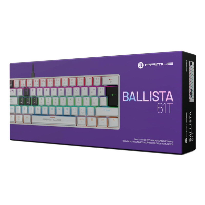 TECLADO MECANICO GAMER RGB PRIMUS BALLISTA 61T BLANCO - 6