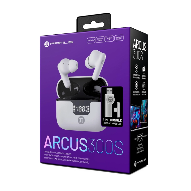 AUDIFONOS GAMER INALAMBRICOS PRIMUS ARCUS 300S CON 2.4GHZ DONGLE BLANCO - 6