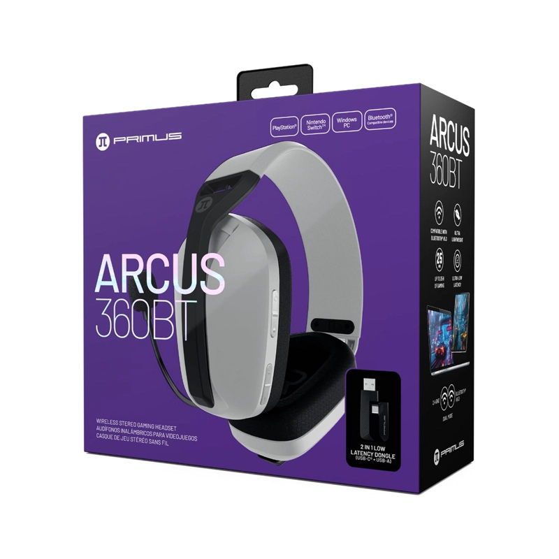 Audifionos Gamer inalambricos Primus 2.4ghz Dongle Blanco - 5