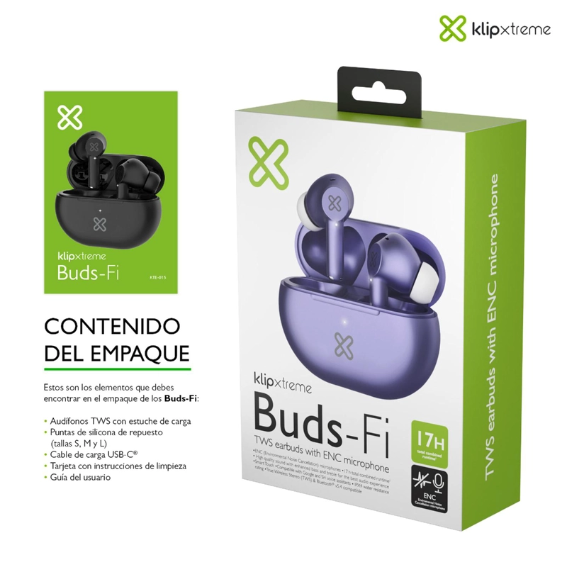 KLIP XTREME AUDIFONOS TWS BUDS-FI PURPURA KTE-015PR - 8