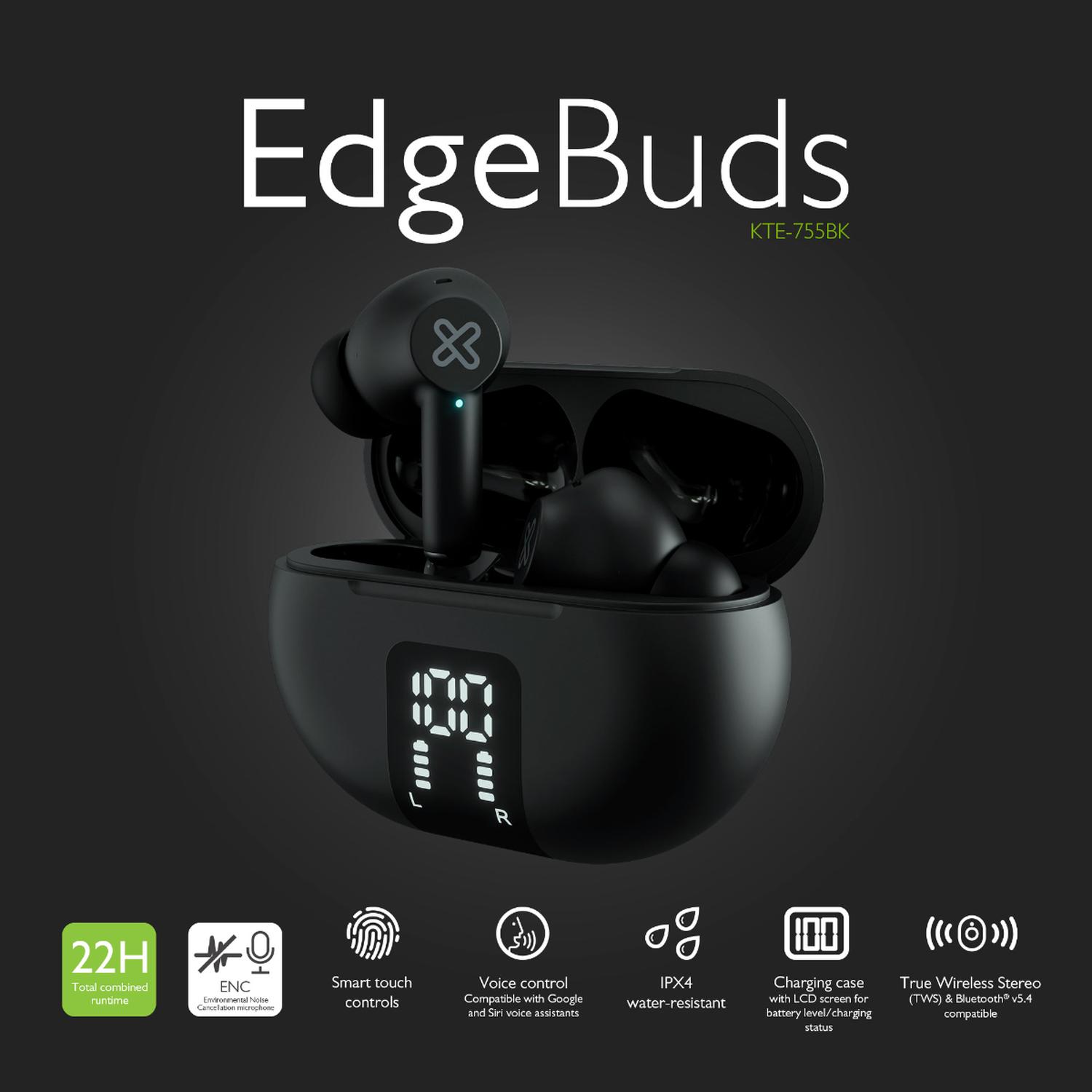 KLIP XTREME AUDIFONOS TWS EDGEBUDS ANC NEGRO KTE-755BK - 5