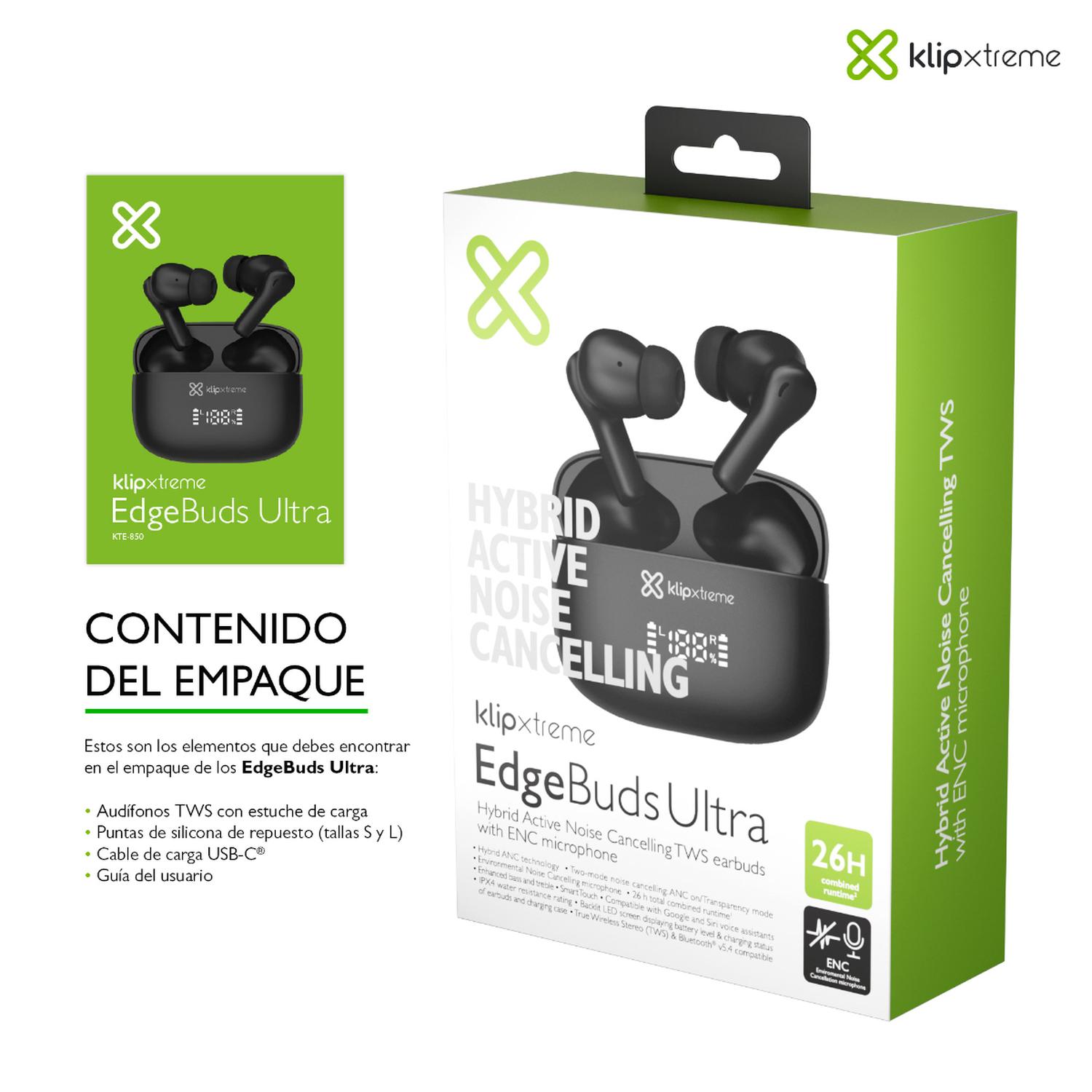 KLIP XTREME AUDIFONOS TWS EDGEBUDS ULTRA NEGRO KTE-850BK - 7
