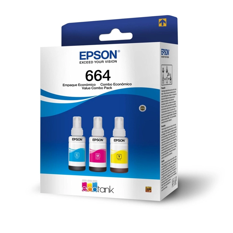 PACK 3 BOTELLAS DE TINTA EPSON T664 CYAN/MAGENTA/AMARILLA - 1