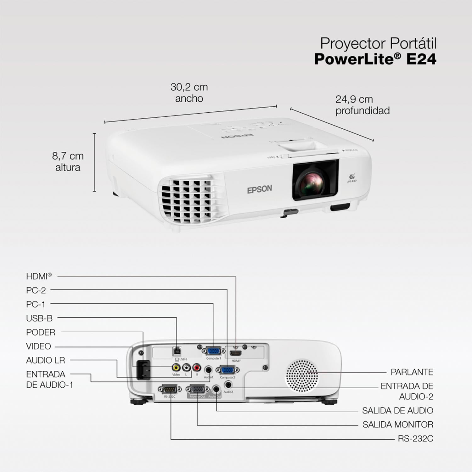 PROYECTOR EPSON POWERLITE E24 / ALTAVOZ PARA SALAS DE CLASE - 8