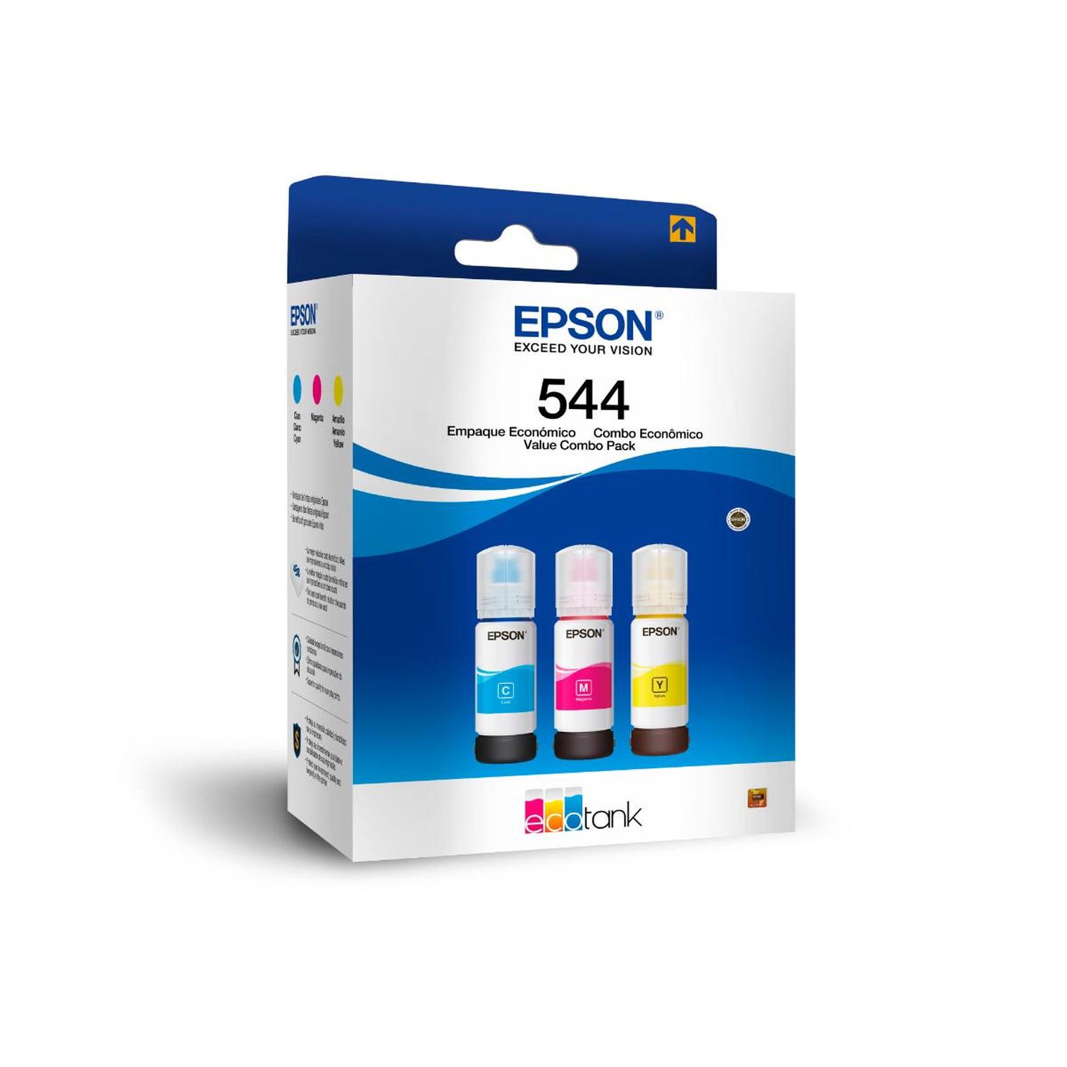 PACK 3 BOTELLAS DE TINTA EPSON T544 CYAN/MAGENTA/AMARILLA - 1