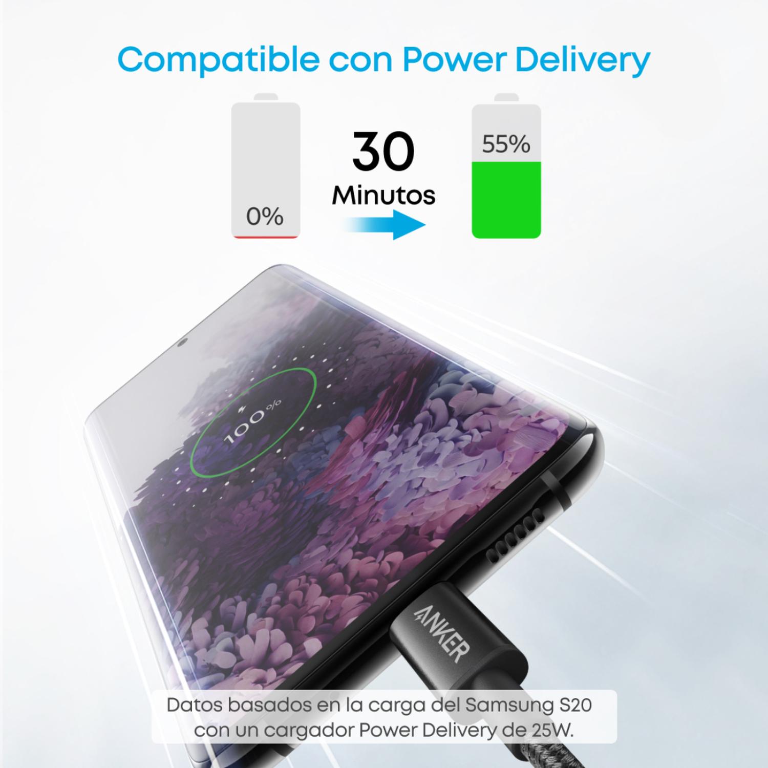 CABLE USB-C A USB-C ANKER CARGA RAPIDA 60W 2M NEGRO - 2