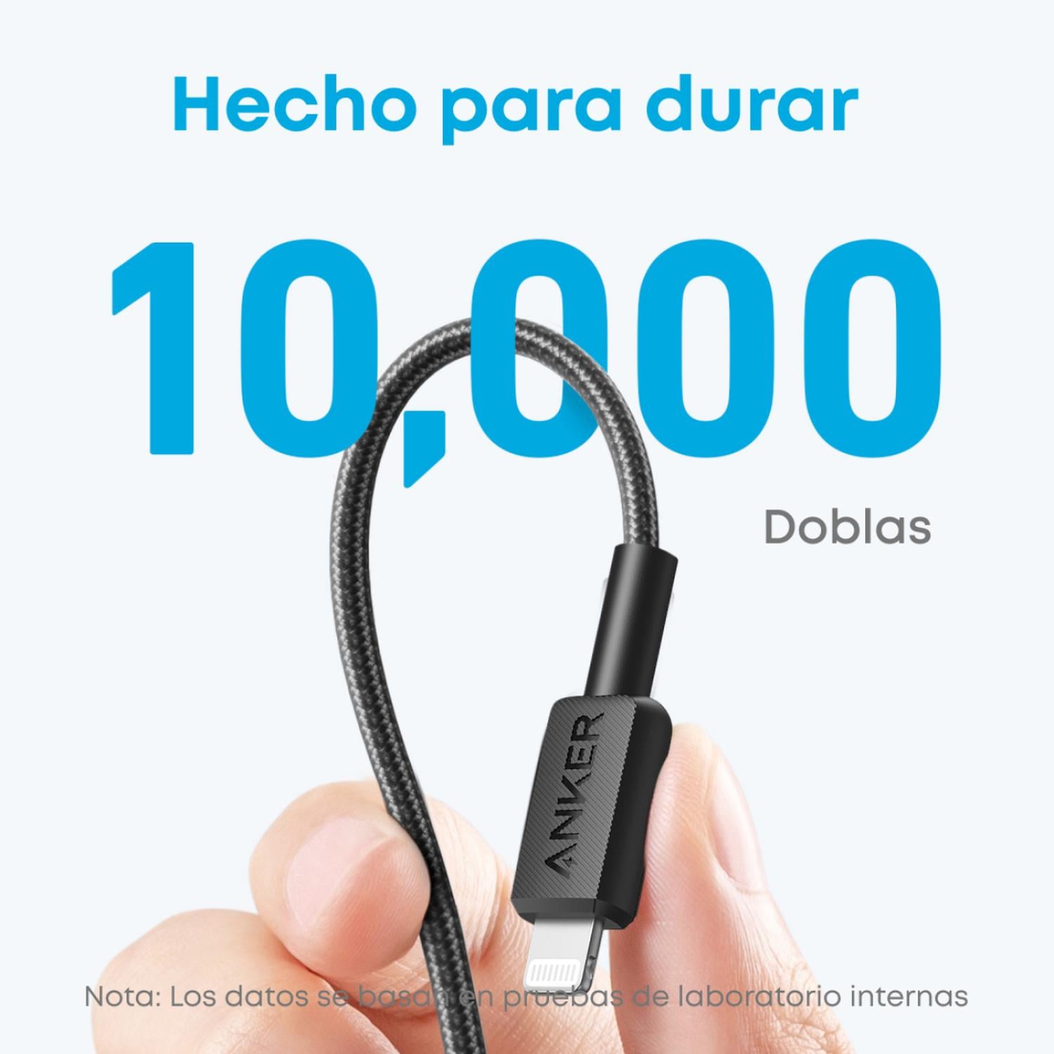 CABLE USB-C A LIGHTNING ANKER CARGA RAPIDA 60W 1M NEGRO - 3