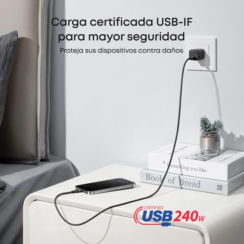 CABLE USB-C A USB-C ANKER CARGA RAPIDA 240W 1M NEGRO - 6