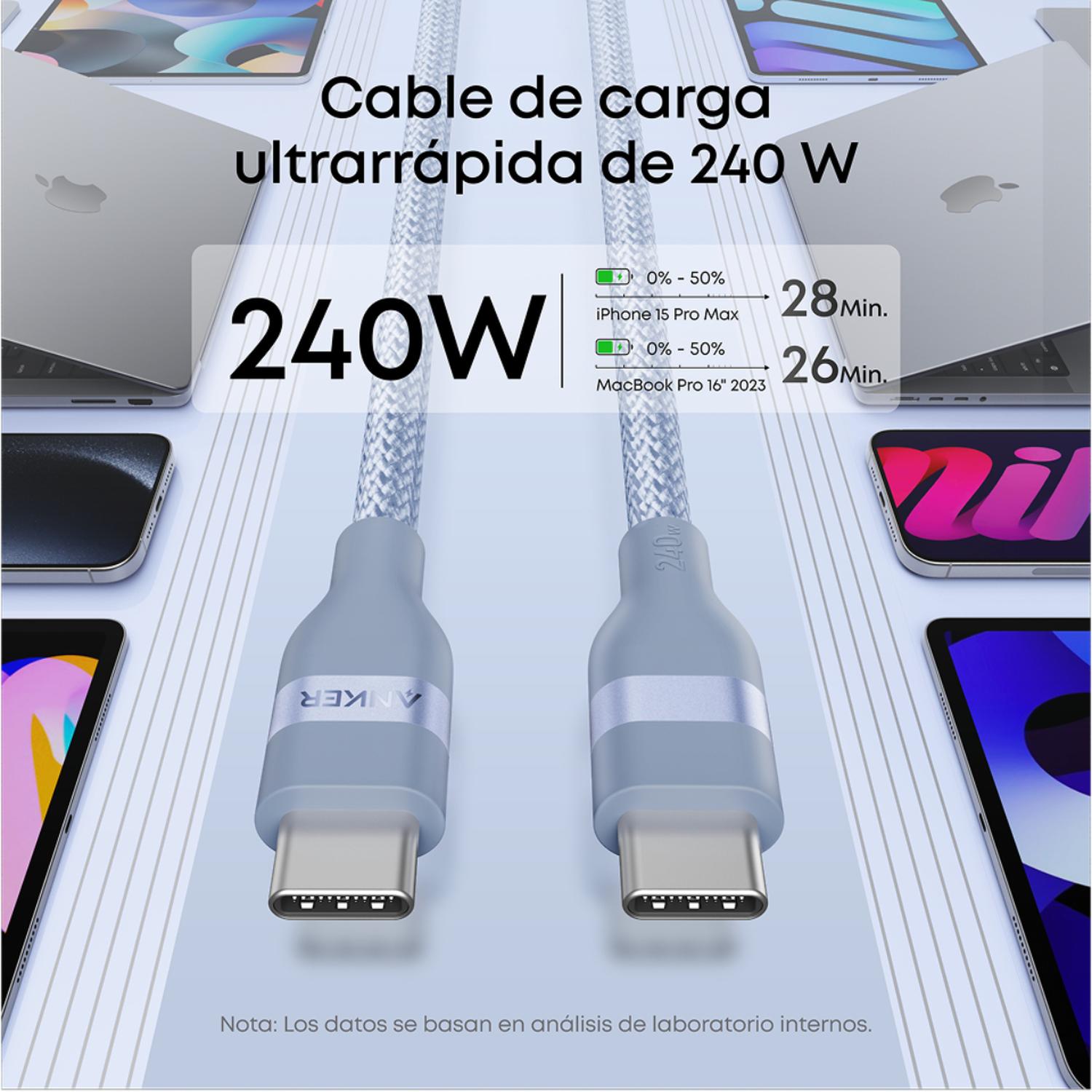CABLE USB-C A USB-C ANKER CARGA RAPIDA 240W 1M AZUL - 2