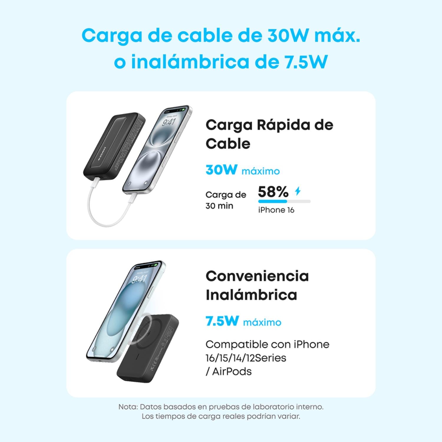 POWERBANK MAGNE TICA BATERIA EXTERNA MAGGO ANKER 10.000 MAH WIRELESS NEGRO - 6