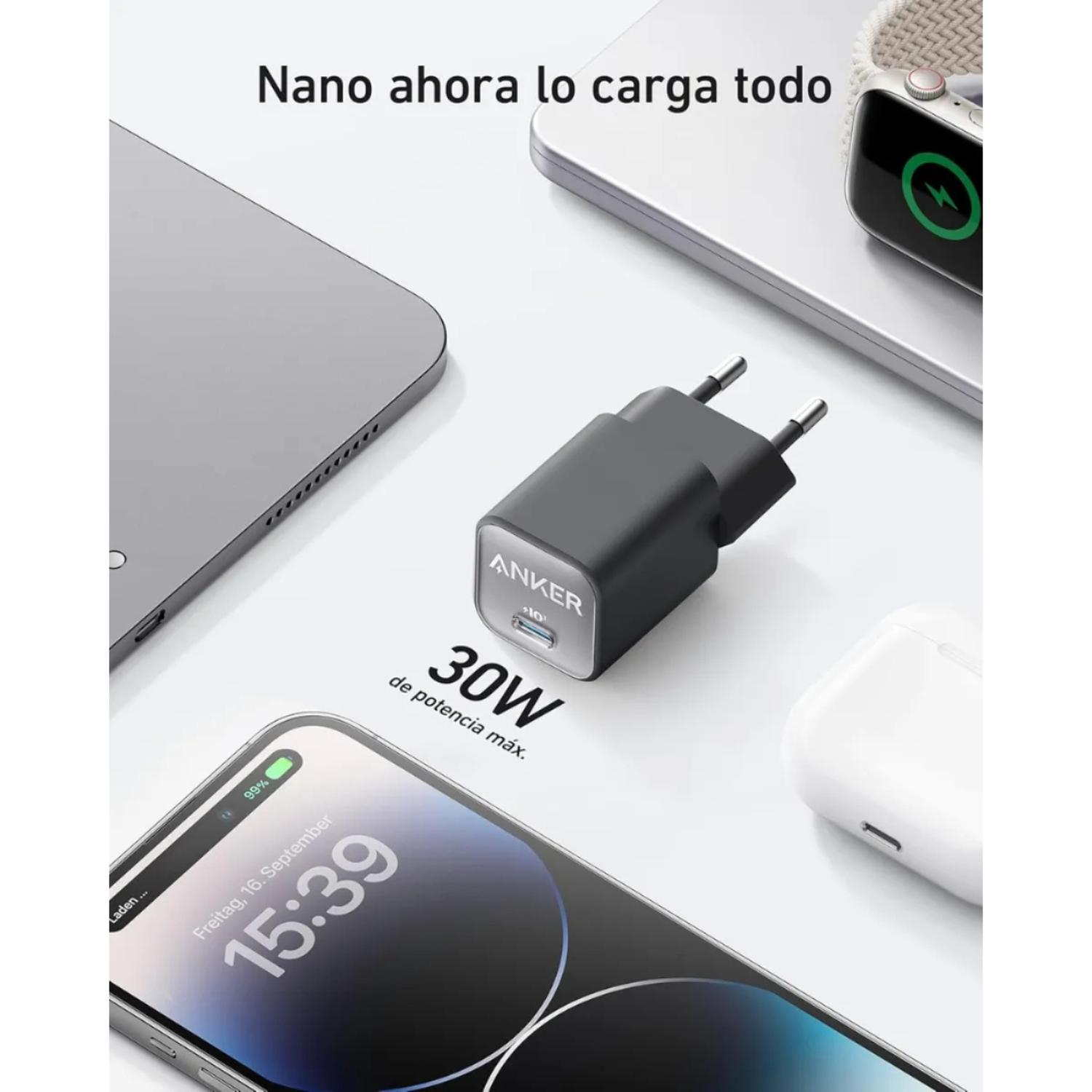 CARGADOR CARGA RAPIDA ANKER NANO 30W GAN PIQ 3.0 USB-C - 4