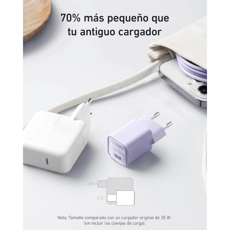 CARGADOR CARGA RAPIDA ANKER NANO 30W GAN PIQ 3.0 USB-C - 5
