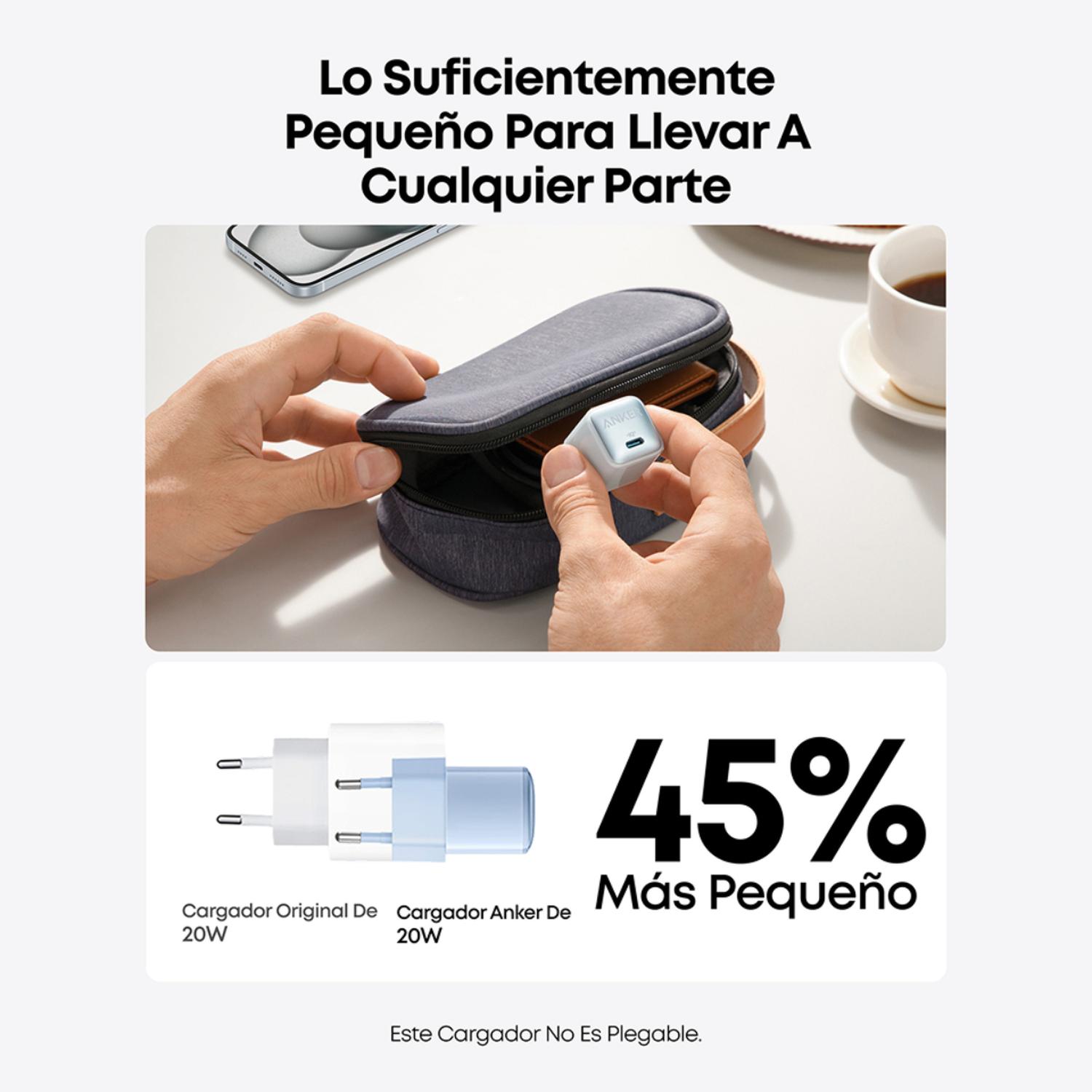 CARGADOR CARGA RAPIDA ANKER 511 NANO PRO 20W USB-C POWERIQ 3.0 NEGRO - 3