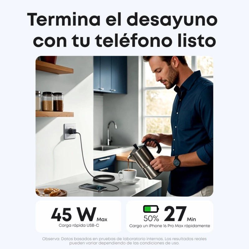 CARGADOR CARGA RAPIDA ANKER NANO 45W GAN PIQ 3.0 USB-C - 5