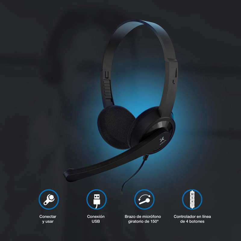 XTECH AUDIFONOS USB PARA CONFERENCIAS - 4