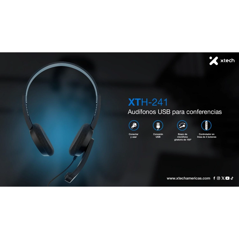 XTECH AUDIFONOS USB PARA CONFERENCIAS - 5