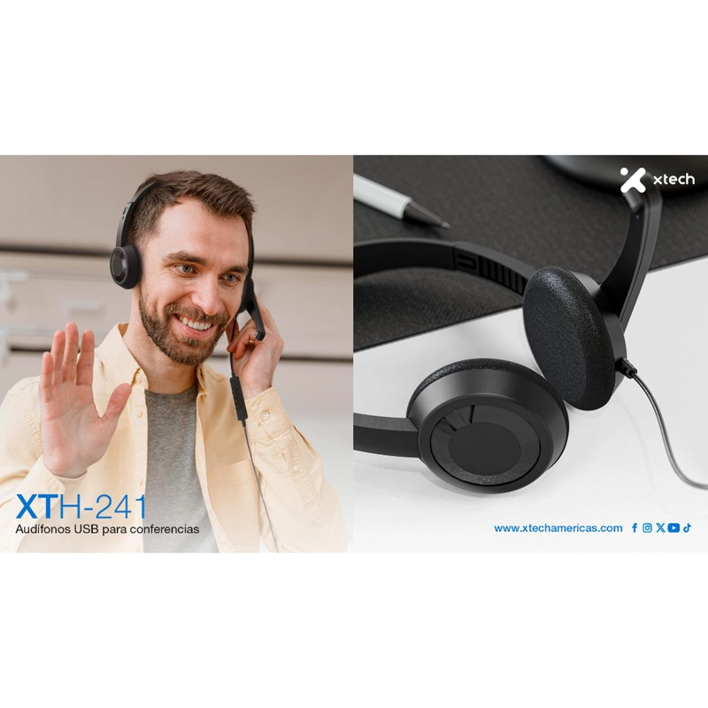 XTECH AUDIFONOS USB PARA CONFERENCIAS - 6