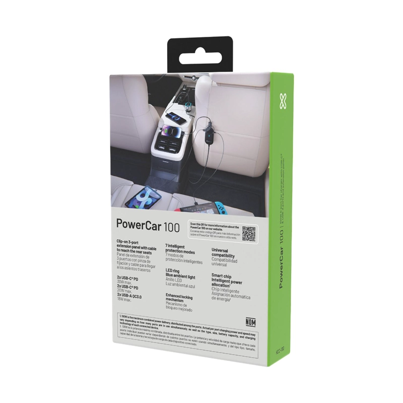 KX CAR CHARGER 100W MAX 4XUSB-C PD30W + 2XUSB-A QC 3.0 EXTENSION CABLE - 9
