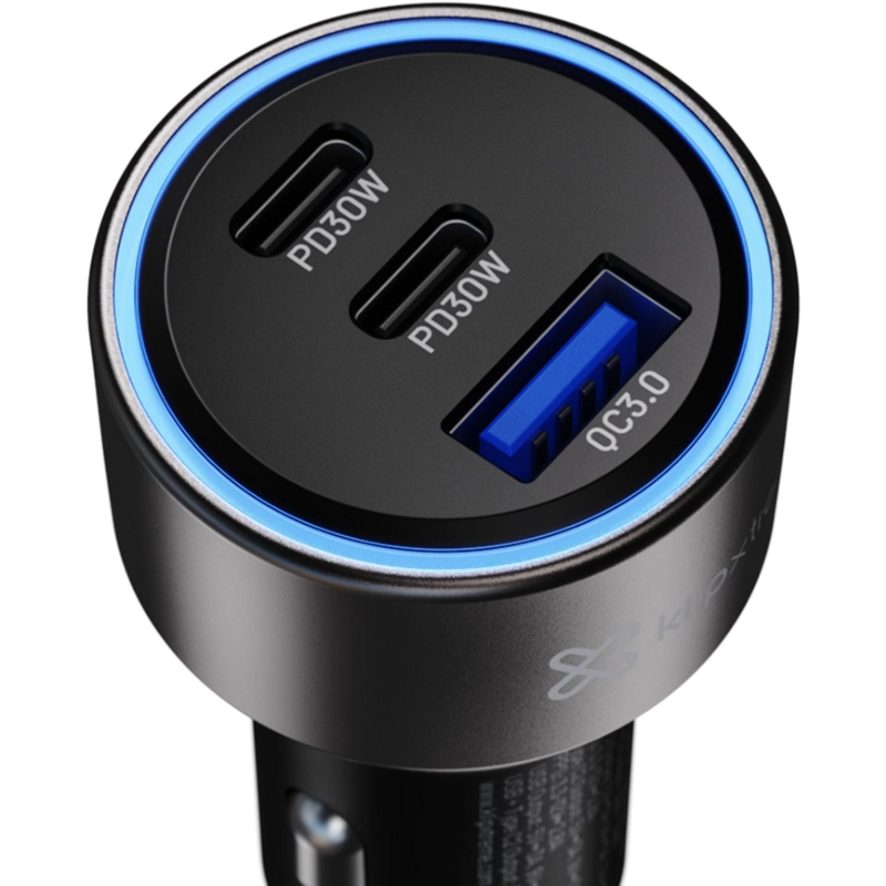 KX CAR CHARGER 60W MAX 2XUSB-C PD30W + USB-A QC 3.0