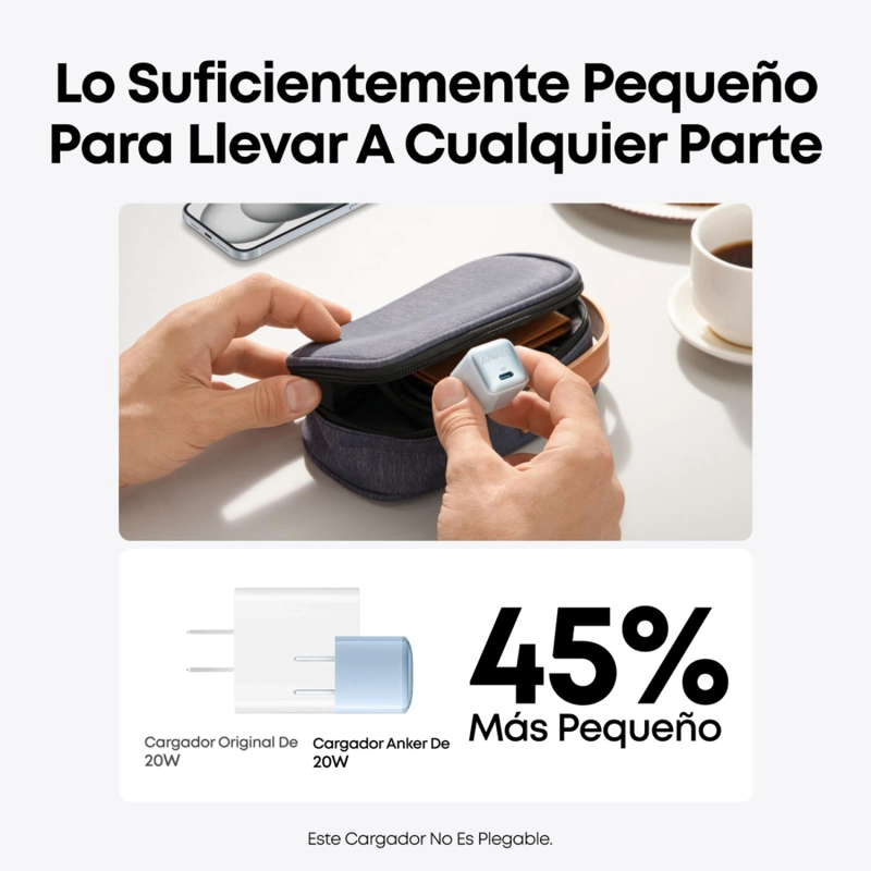 CARGADOR CARGA RAPIDA ANKER 511 NANO PRO 20W USB-C POWERIQ 3.0 BLANCO - 3