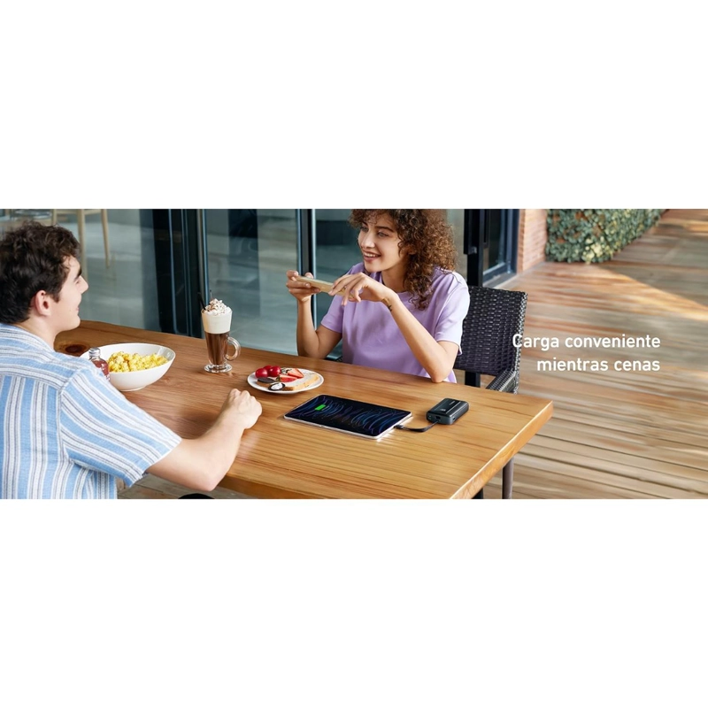 POWERBANK BATERIA EXTERNA ANKER 20.000 MAH CARGA RAPIDA 30W CABLE USB-C INTEGRADO BLANCO - 6