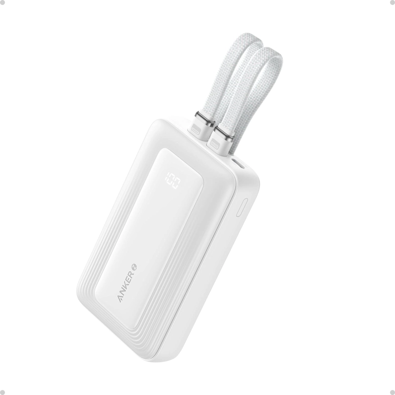 POWERBANK BATERIA EXTERNA ANKER 10.000 MAH CARGA RAPIDA 30W CABLE USB-C + LIGHNING INTEGRADO BLANCO - 1