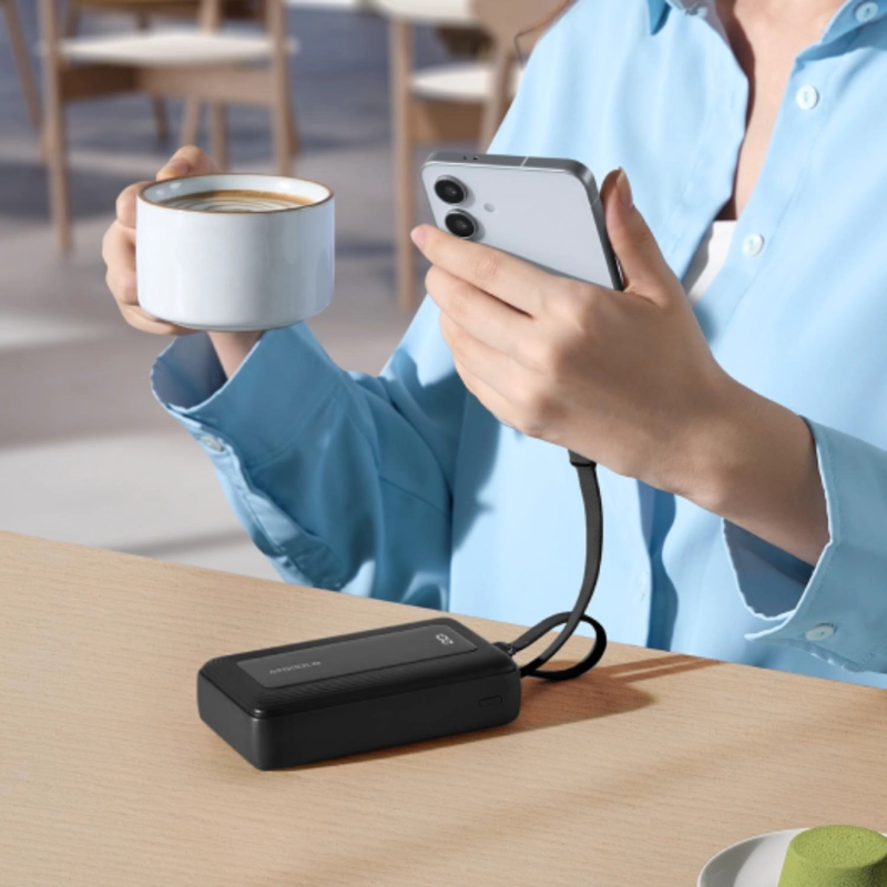 POWERBANK BATERIA EXTERNA ANKER 20.000 MAH CARGA RAPIDA 30W CABLE USB-C + LIGHNING INTEGRADO NEGRO - 3