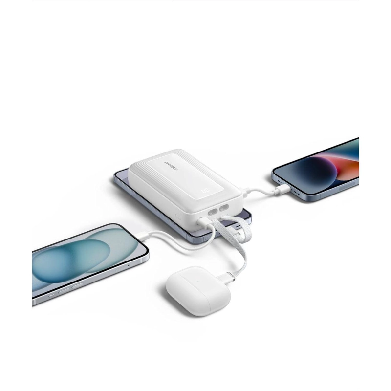 POWERBANK BATERIA EXTERNA ANKER 20.000 MAH CARGA RAPIDA 30W CABLE USB-C + LIGHNING INTEGRADO BLANCO - 4
