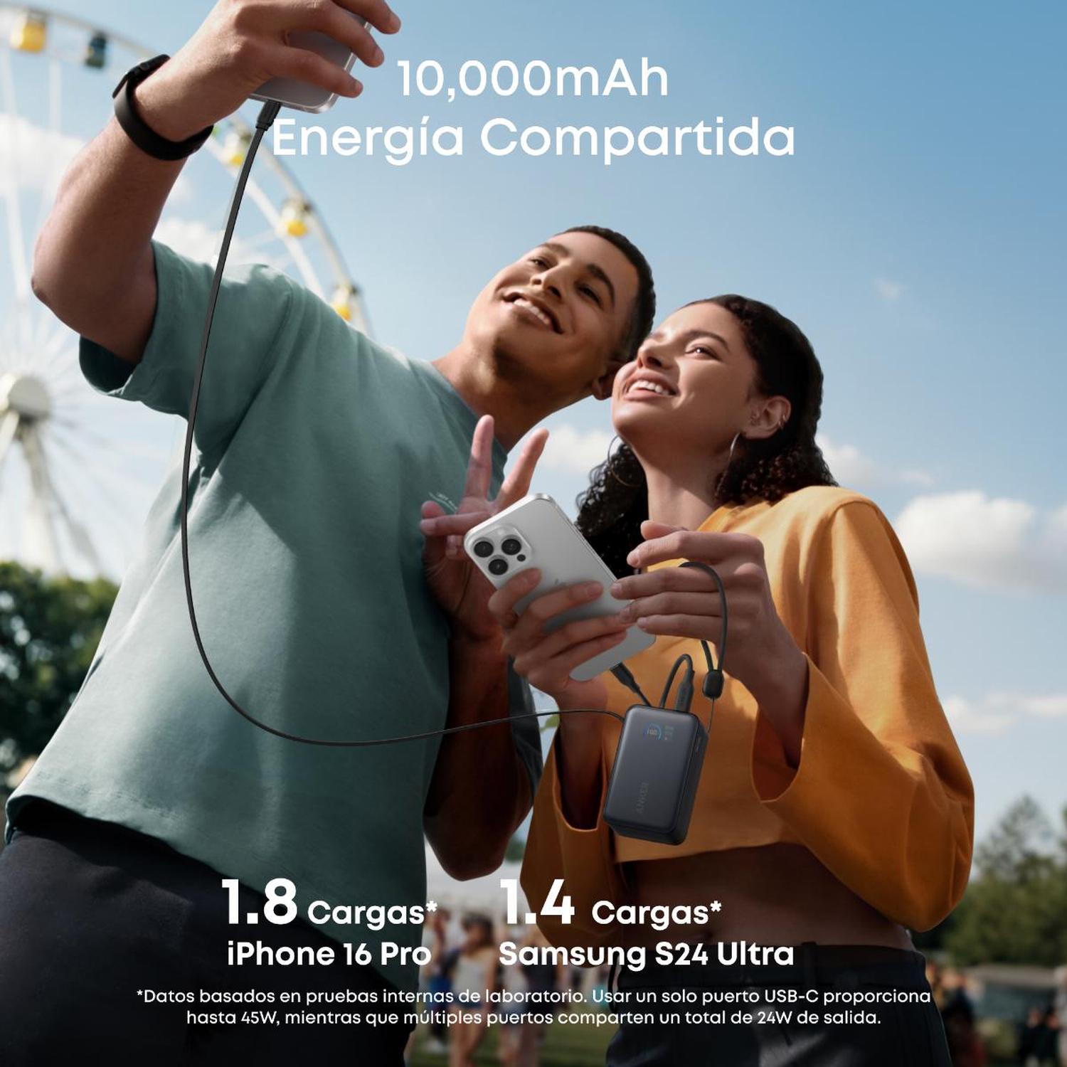 POWERBANK NANO BATERIA EXTERNA ANKER 10.000 MAH CARGA ULTRA RAPIDA 30W CABLE USB-C NEGRO - 4
