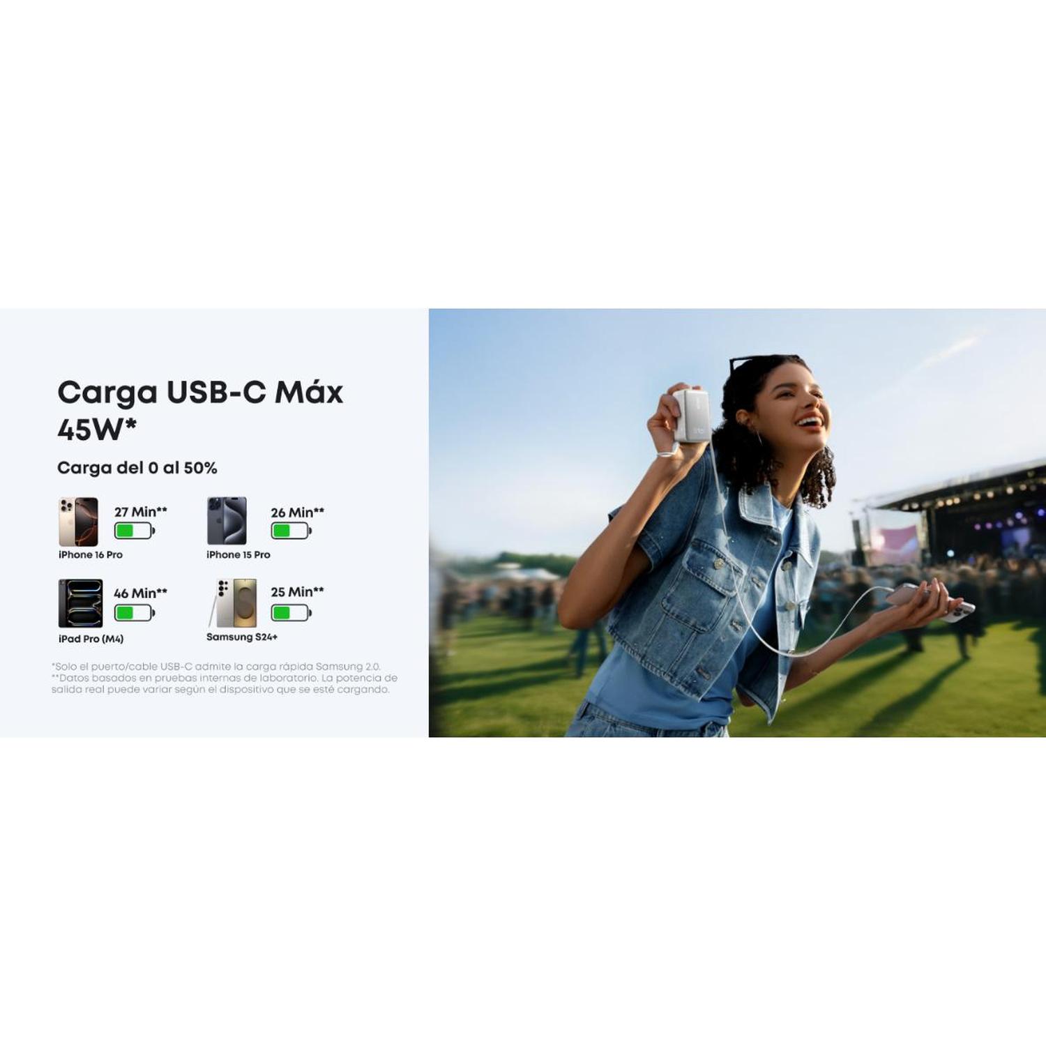 POWERBANK NANO BATERIA EXTERNA ANKER 10.000 MAH CARGA ULTRA RAPIDA 30W CABLE USB-C BLANCO - 6