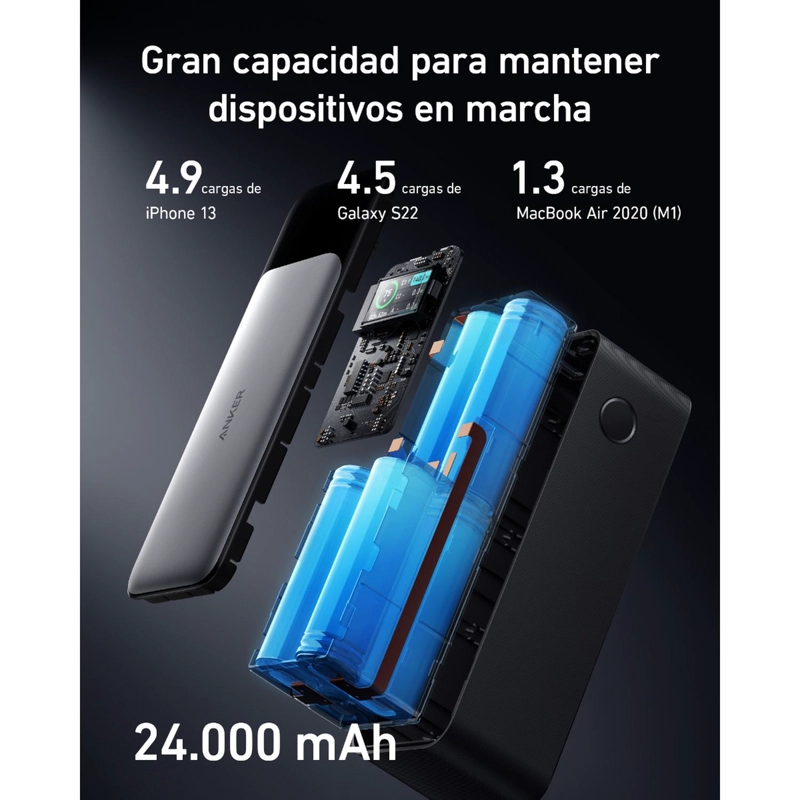 BATERIA EXTERNA LAPTOP ANKER 24.000 MAH CARGA ULTRA RAPIDA 140W NEGRO - 4
