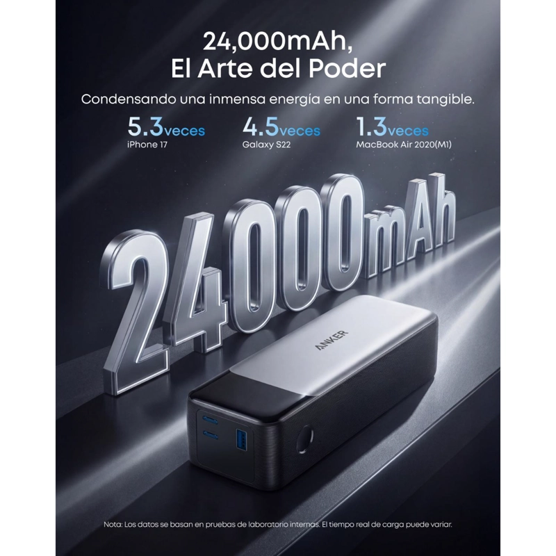 BATERIA EXTERNA LAPTOP ANKER 24.000 MAH CARGA ULTRA RAPIDA 140W NEGRO - 9