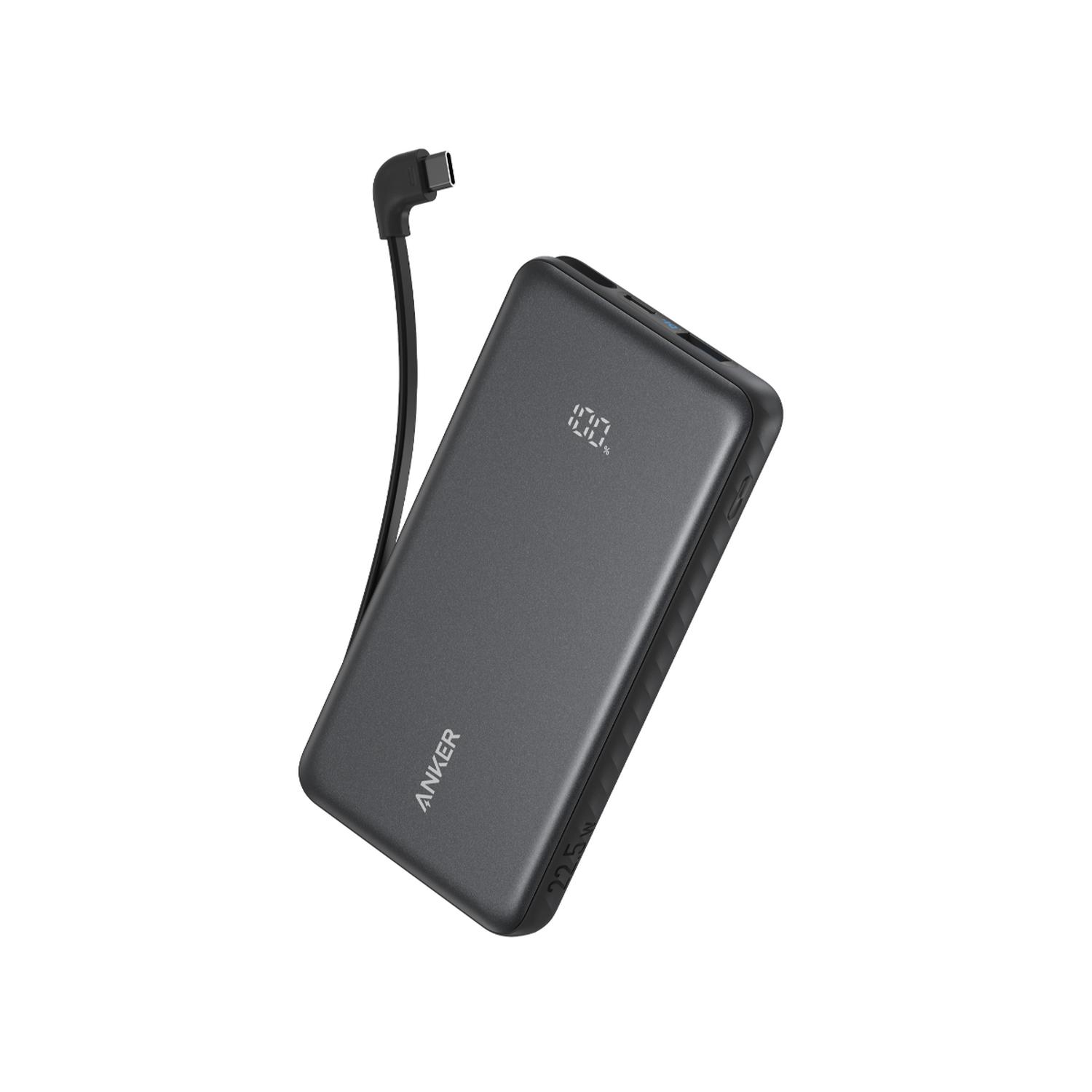 POWERBANK BATERIA EXTERNA ANKER 10.000 MAH 22,5W CABLE USB-C INTEGRADO NEGRO - 1
